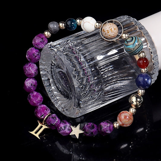 Twelve Constellations Bracelets Natural Stone Hemp Stone
