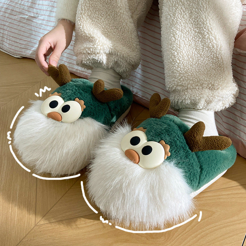 Cute Cartoon Christmas Deer Cotton Shoes Indoor