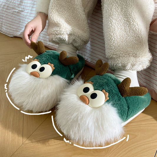 Cute Cartoon Christmas Deer Cotton Shoes Indoor