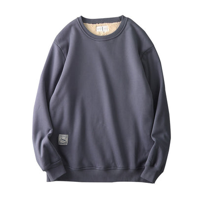 Fleece Sweatshirt Round Neck Pullover Top For