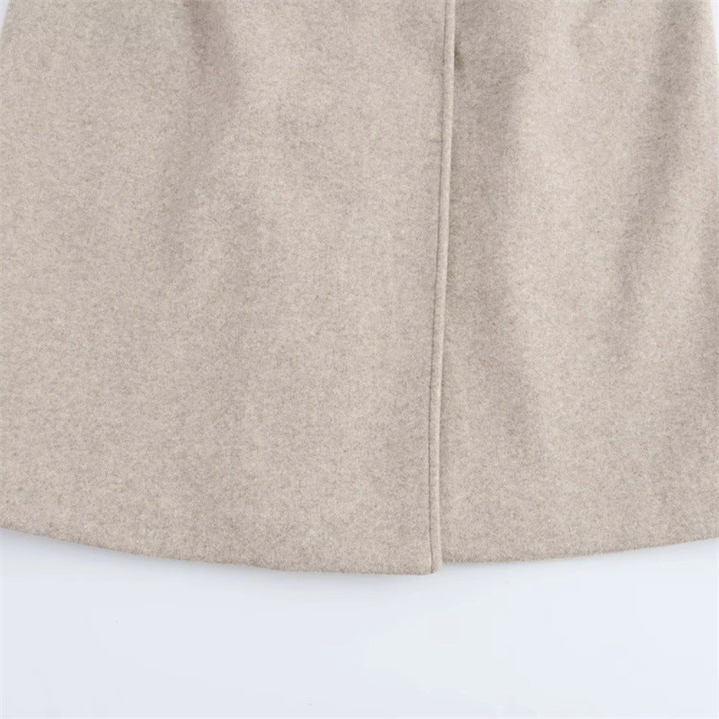 Style Simple Artificial Fur Effect Woolen Coat