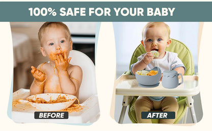 Siiicone Baby Feeding Set With Suction, 10