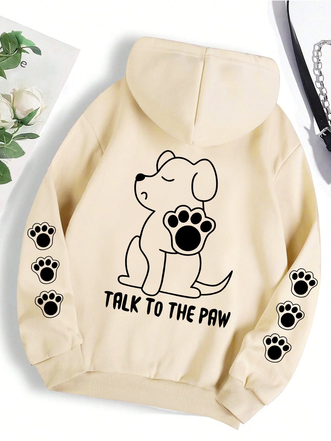 面白い犬の漫画プ​​リントパーカーレディース暖かい