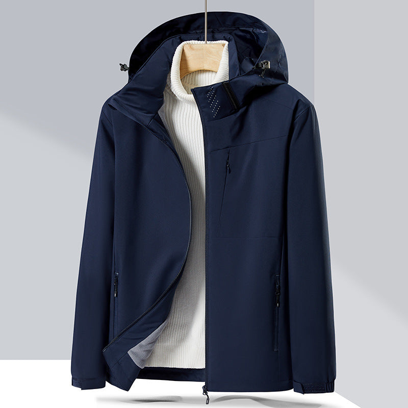 Couple Single-Layer Jacket Windproof Sports Fleece-Lined Padded