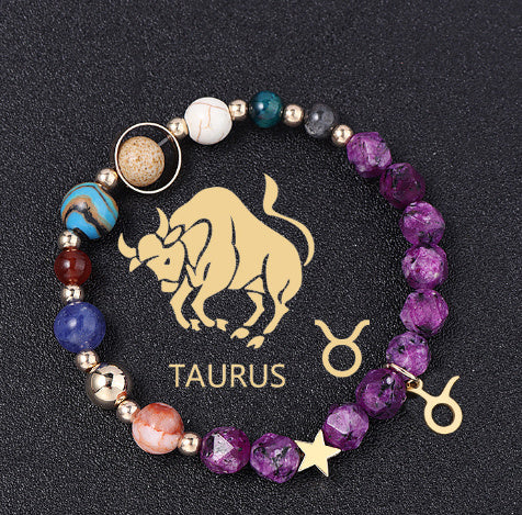 Twelve Constellations Bracelets Natural Stone Hemp Stone