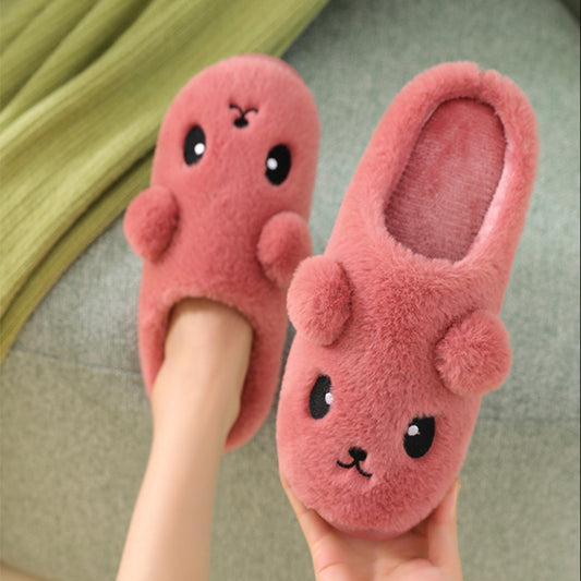 Cute Cartoon Cotton Slippers For Warm Indoor