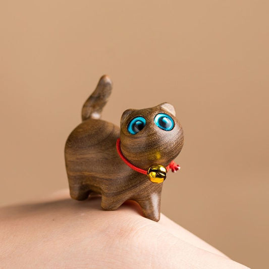 Sandalwood Kitten Ornaments Cute Hippo Mini Wooden