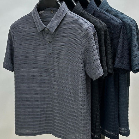 Hollow-Out Ice Silk Mesh Breathable Short-Sleeved Men'S