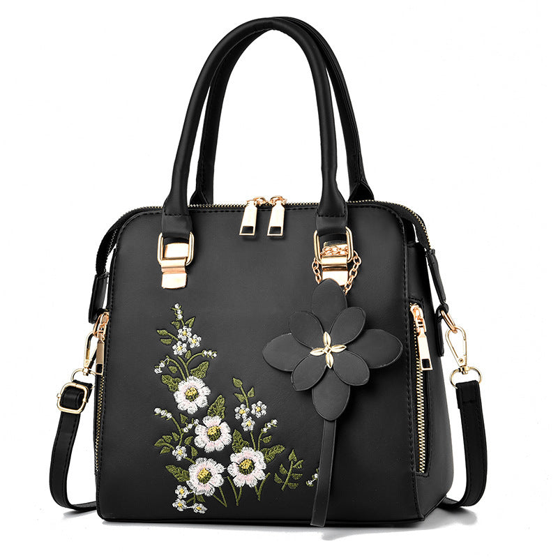 Flowers Embroidered Handbag Shoulder Messenger Bags