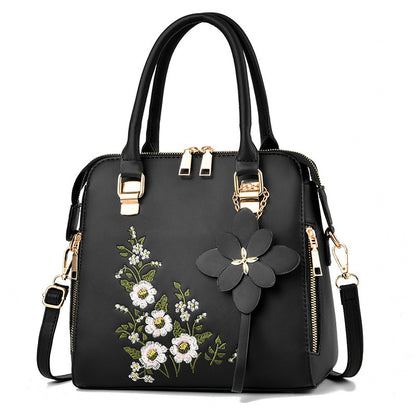 Flowers Embroidered Handbag Shoulder Messenger Bags