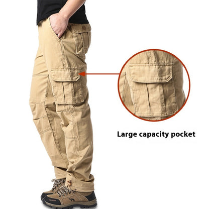 Cotton Multi-Pocket Cargo Pants Men'S Loose Wear-Resistant