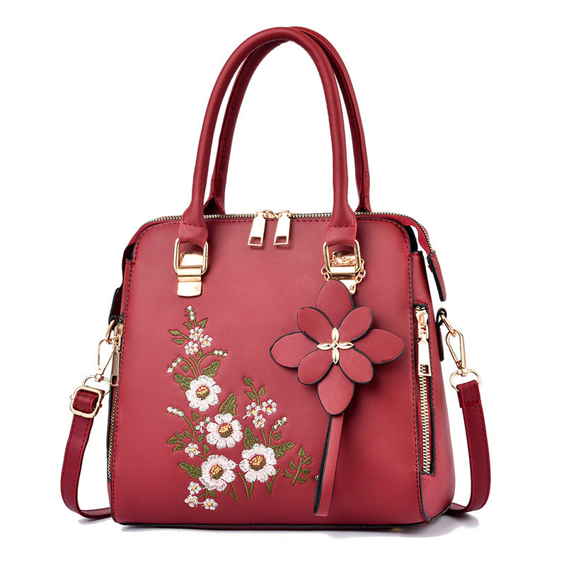 Flowers Embroidered Handbag Shoulder Messenger Bags