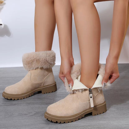 Warm Plush Boots Side-Zipper Snow Boot For