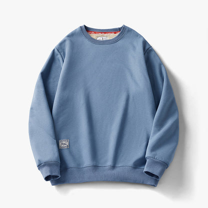 Fleece Sweatshirt Round Neck Pullover Top For