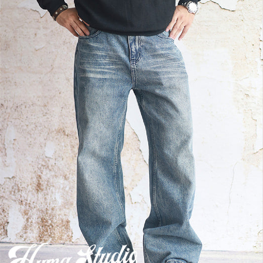 Heavy Water Washed Old Straight Leg Jeans
