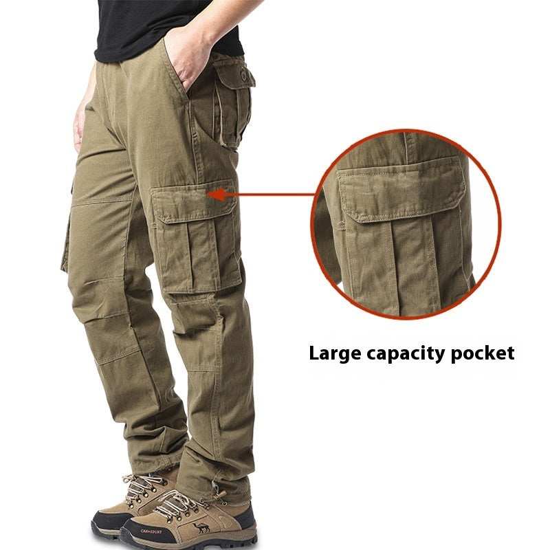 Cotton Multi-Pocket Cargo Pants Men'S Loose Wear-Resistant