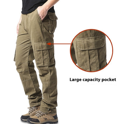Cotton Multi-Pocket Cargo Pants Men'S Loose Wear-Resistant