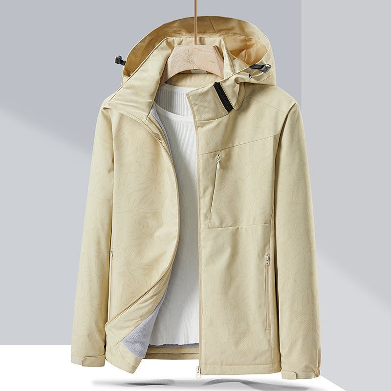 Couple Single-Layer Jacket Windproof Sports Fleece-Lined Padded