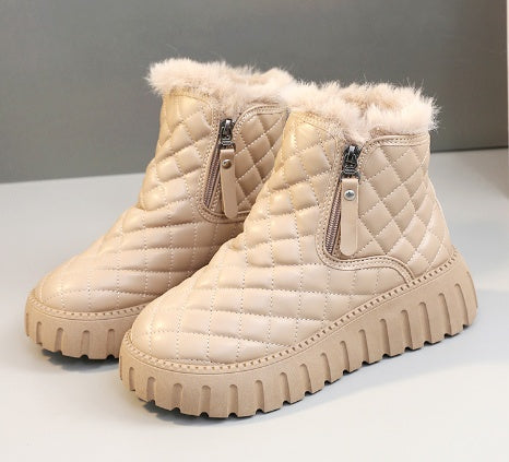 Women'S Plaid Pattern Platform Ankle Boots