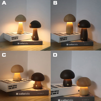 Ins Wooden Cute Mushroom Led Night Light