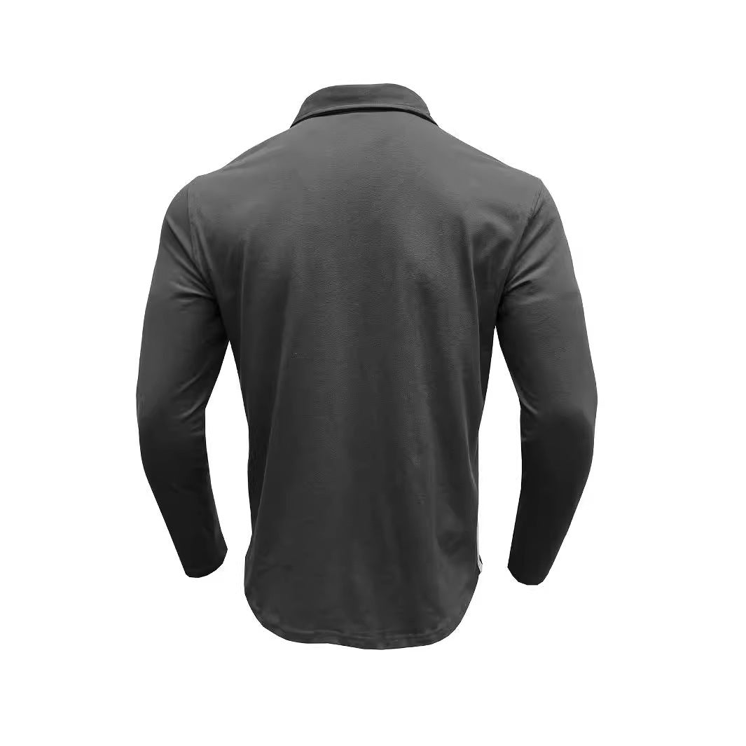 Retro Lapels T-Shirt Men'S Long-Sleeved Top