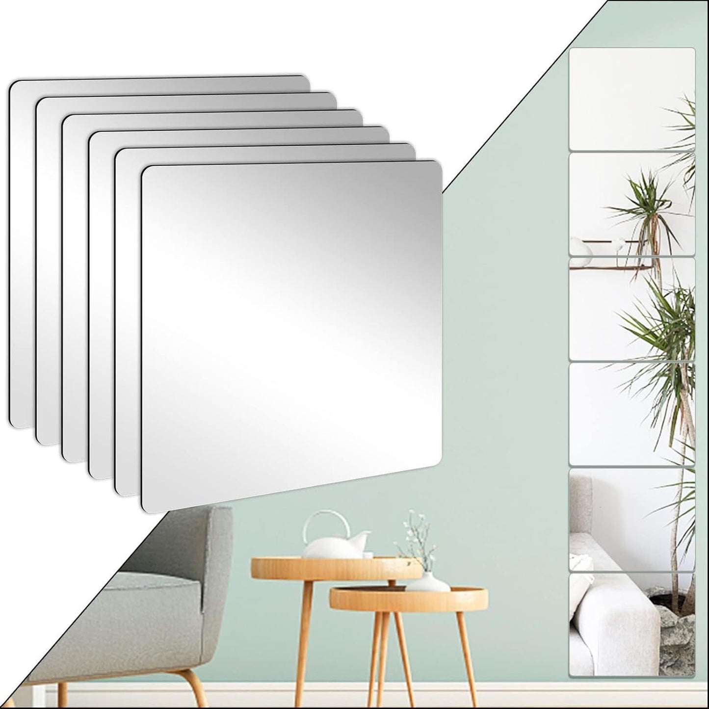 Glue Mirror, Shatterproof Mirror, Full-Length Mirror, Wall-Mounted