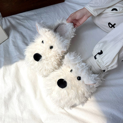 Puppy Cotton Slippers Female Non-Slip Warm Fluffy