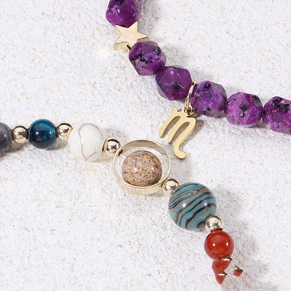 Twelve Constellations Bracelets Natural Stone Hemp Stone