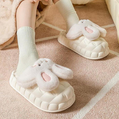 Cute Rabbit Shoes Fuzzy Slippers Detachable Washable