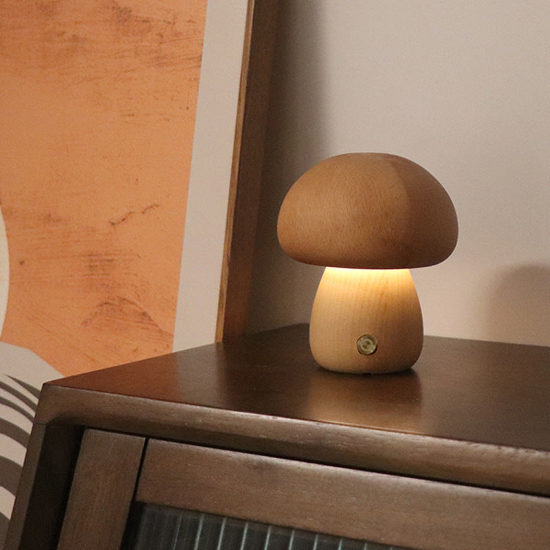 Ins Wooden Cute Mushroom Led Night Light