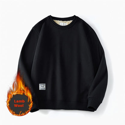 Fleece Sweatshirt Round Neck Pullover Top For