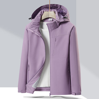 Couple Single-Layer Jacket Windproof Sports Fleece-Lined Padded