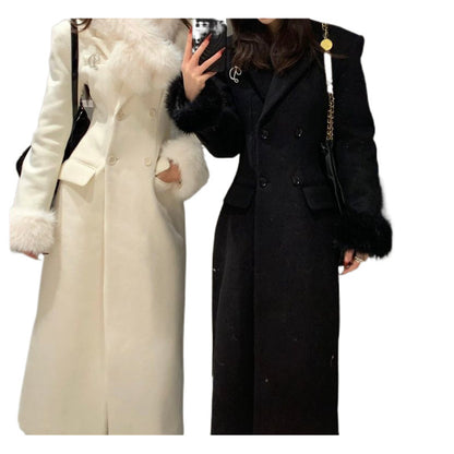 Waist-Tight Mid-Length Woolen Overcoat For Women