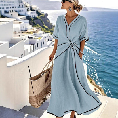 Women'S Loose Striped Print Long Dress