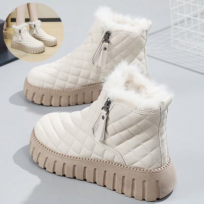 Women'S Plaid Pattern Platform Ankle Boots