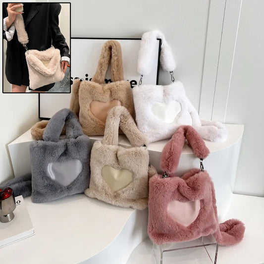 Fluffy Shoulder Bag Top-Handle Bag Female Autumn
