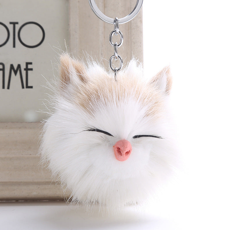 Cute Kitten Fur Ball Keychain Pendant Rabbit